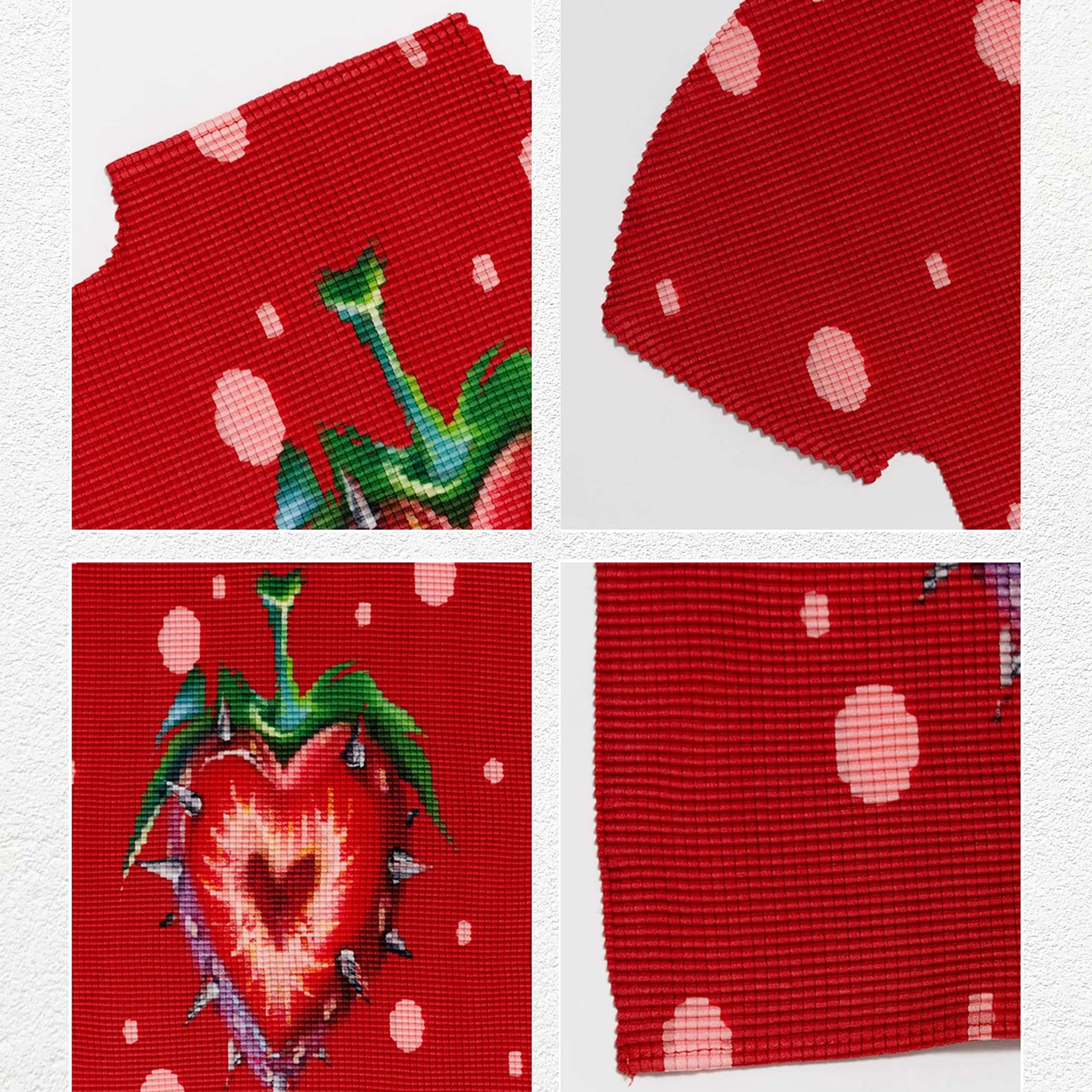 Strawberry heart crinkle stretch crop tee - red