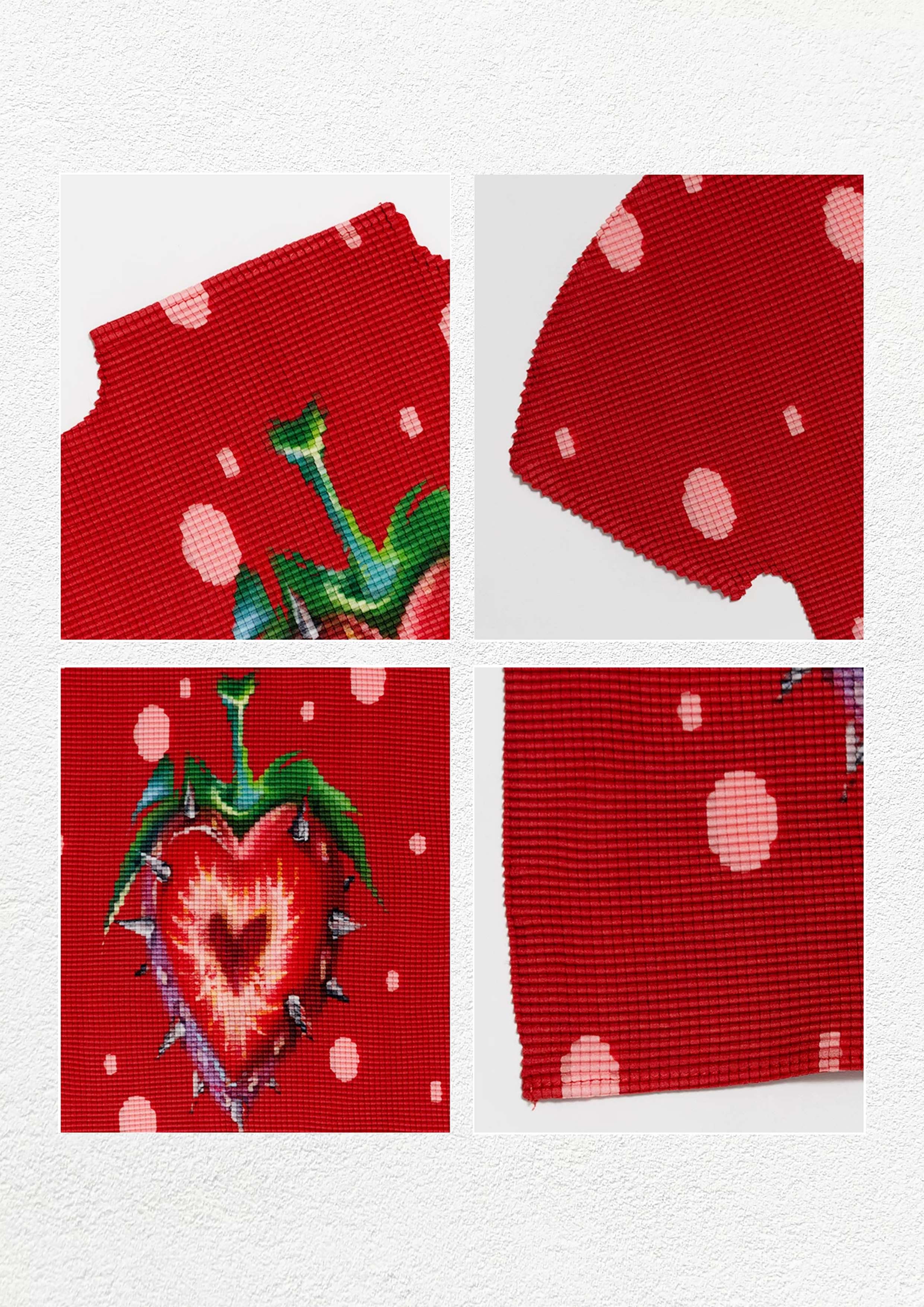 Strawberry heart crinkle stretch crop tee - red