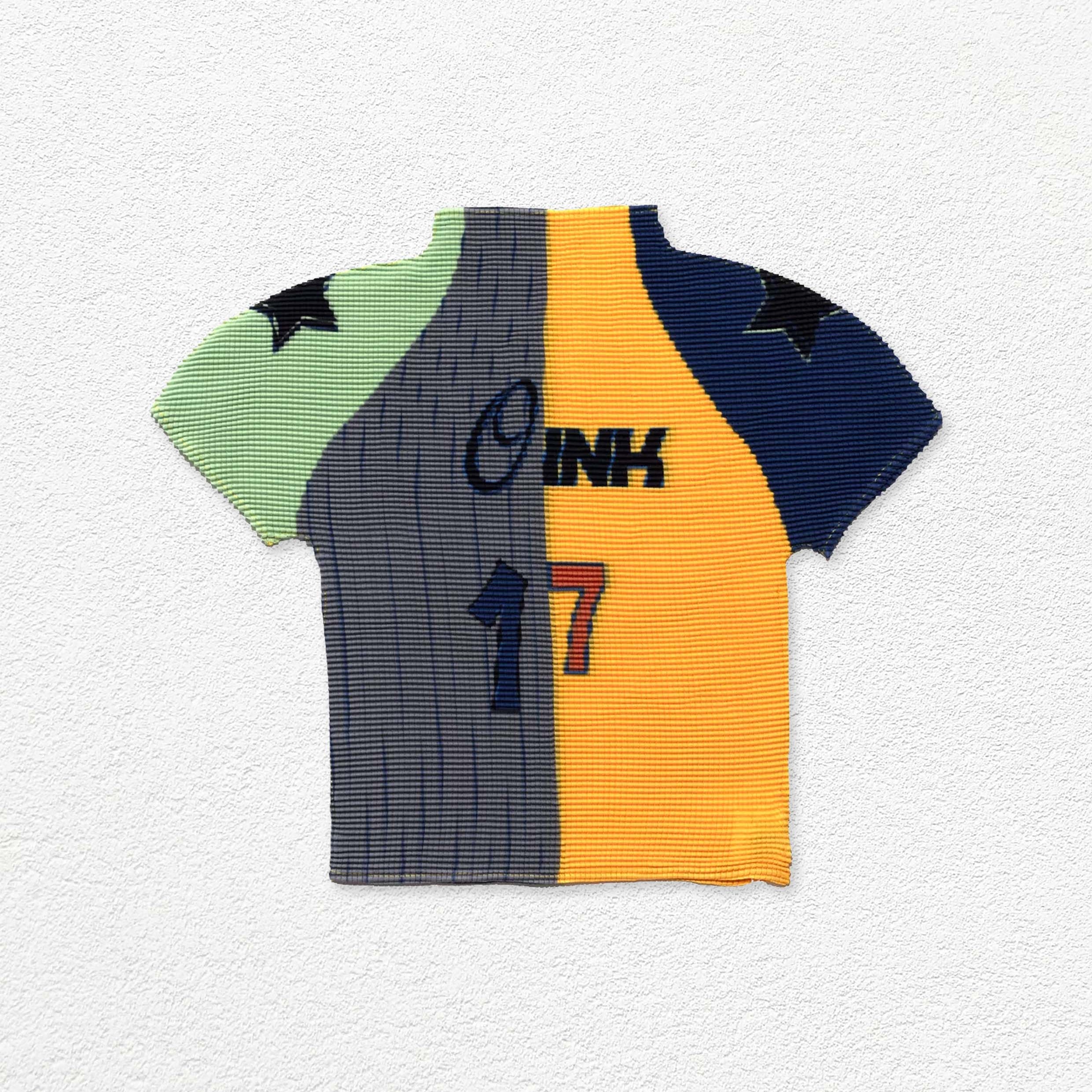 Splice crinkle stretch crop tee - yellow & grey