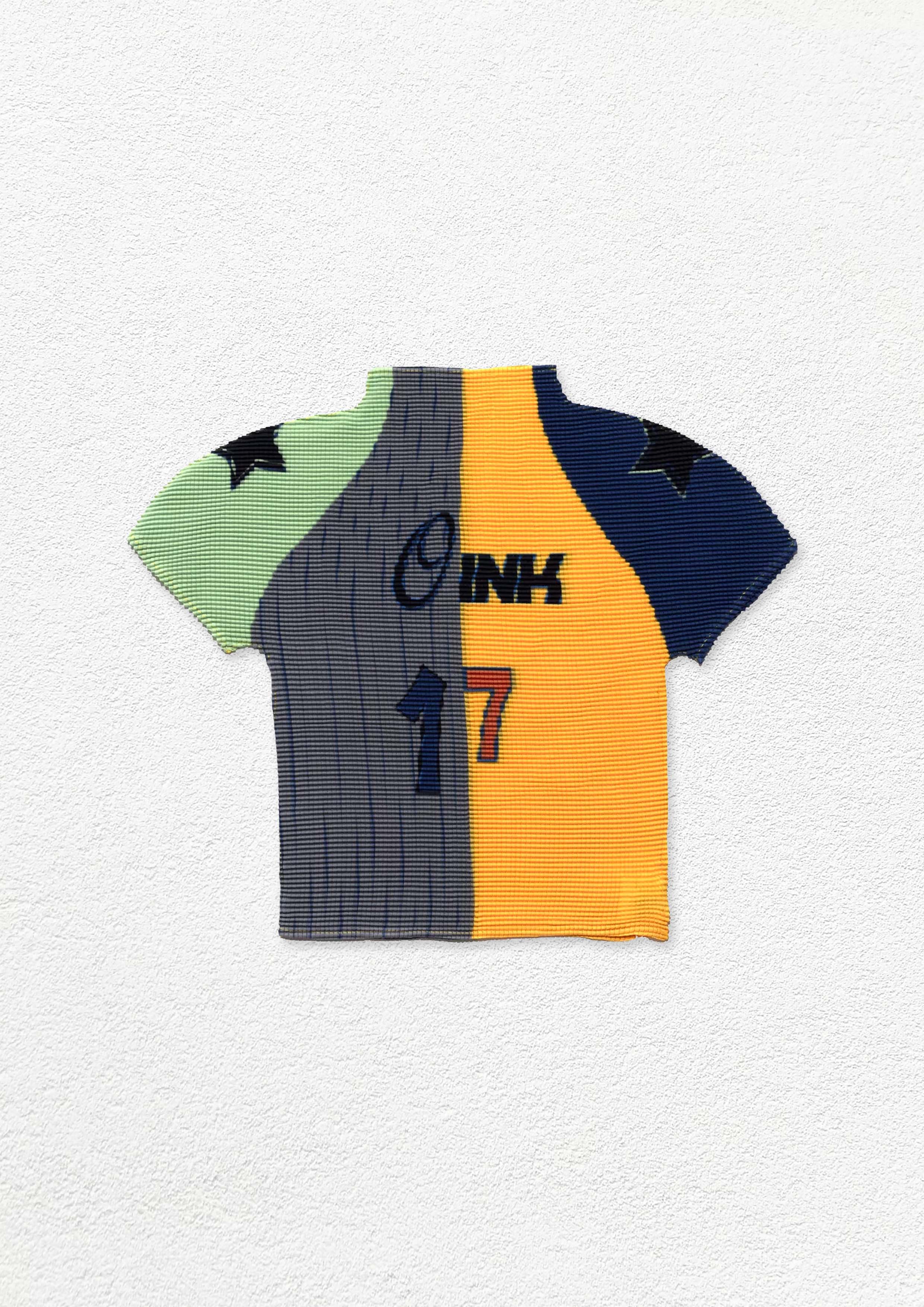 Splice crinkle stretch crop tee - yellow & grey