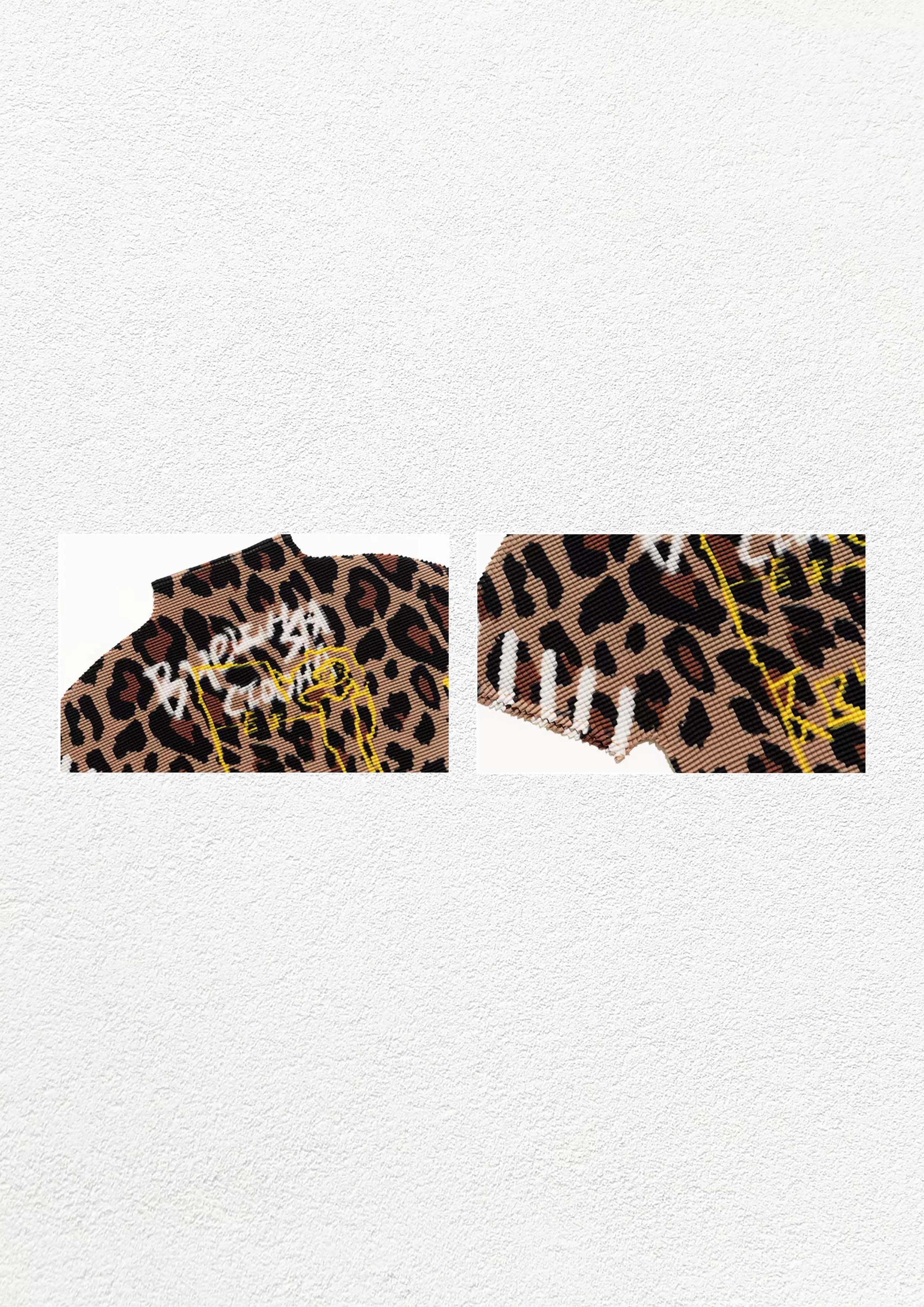 Graffiti crinkle stretch crop tee - leopard