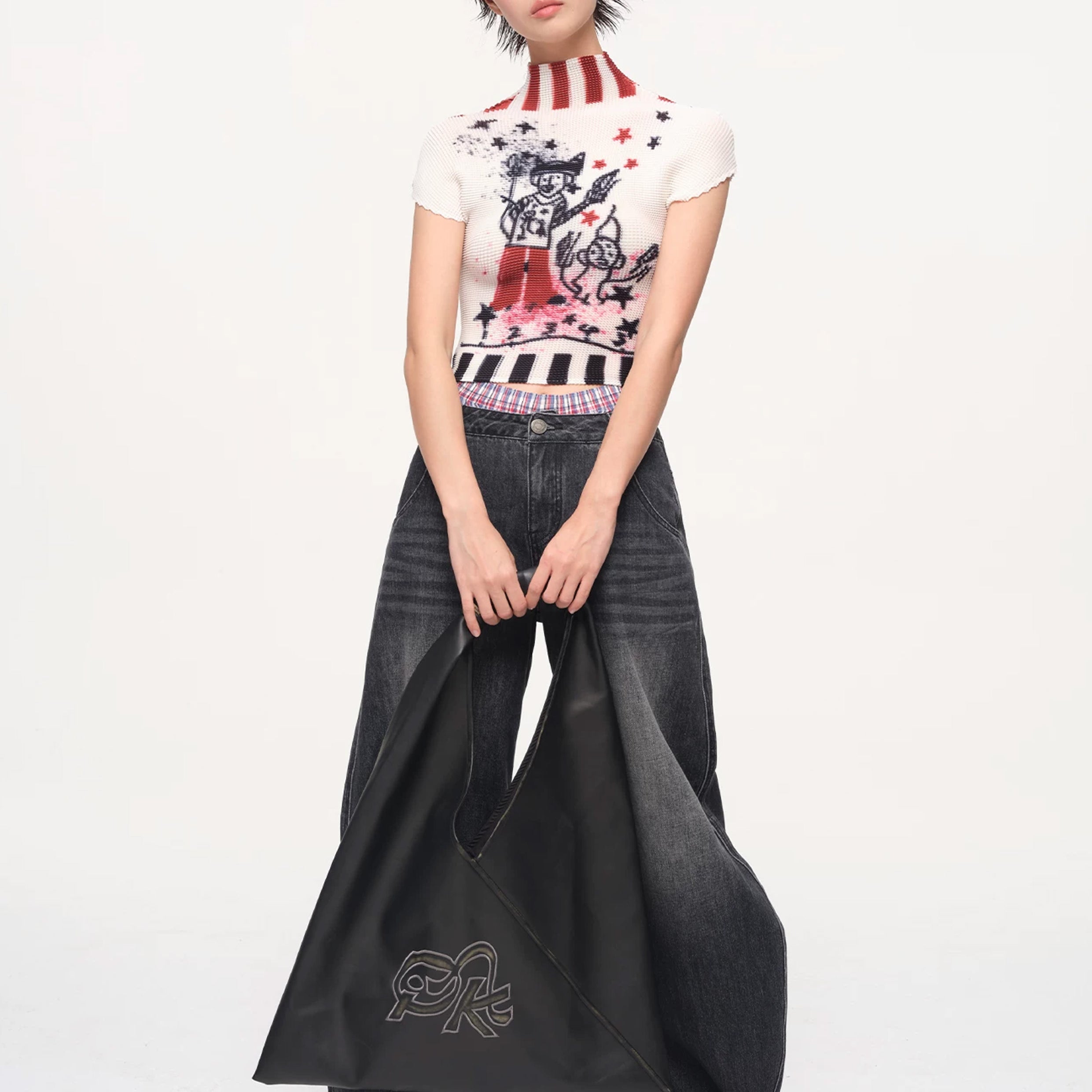 Circus crinkle stretch crop tee - off-white