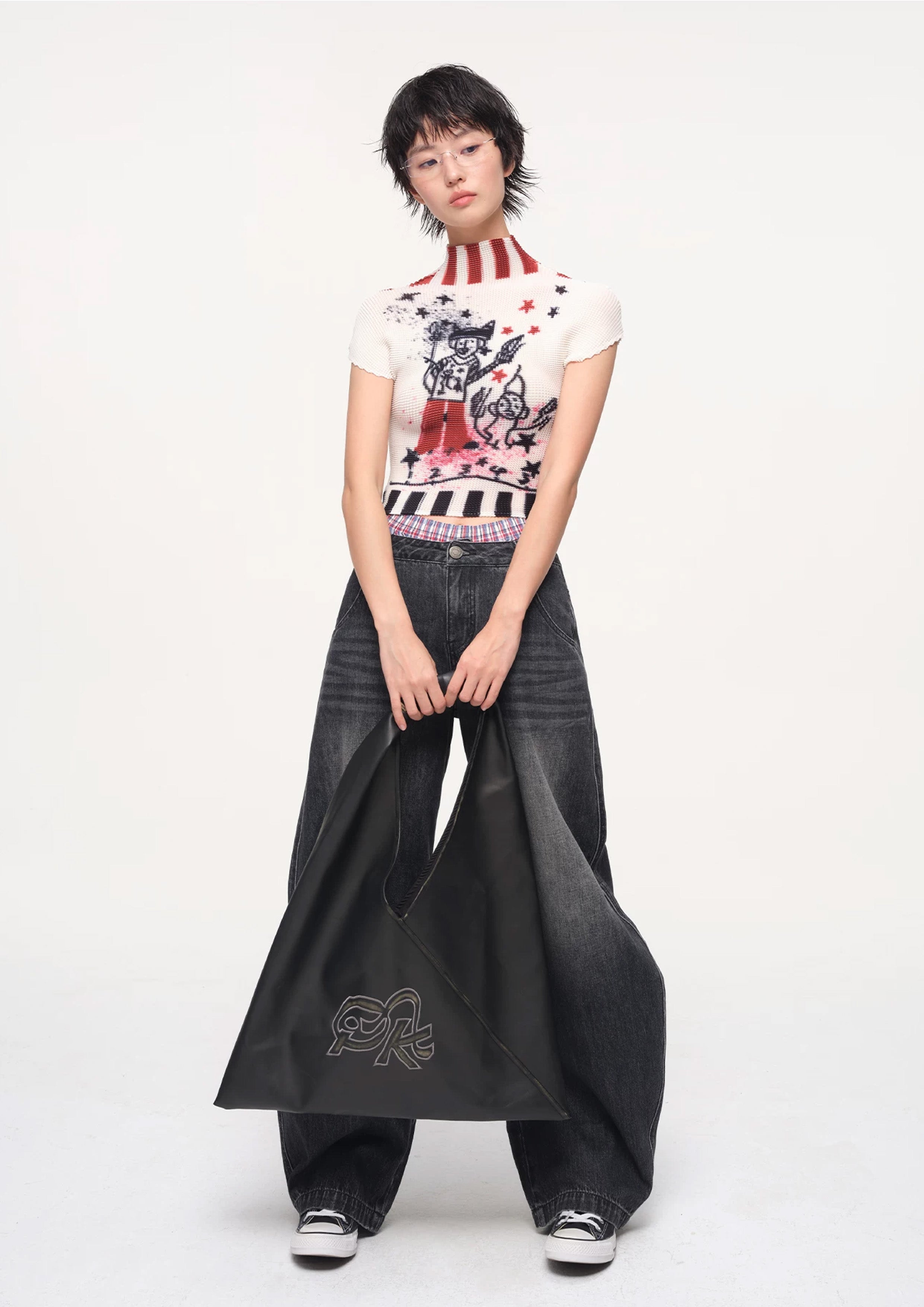 Circus crinkle stretch crop tee - off-white
