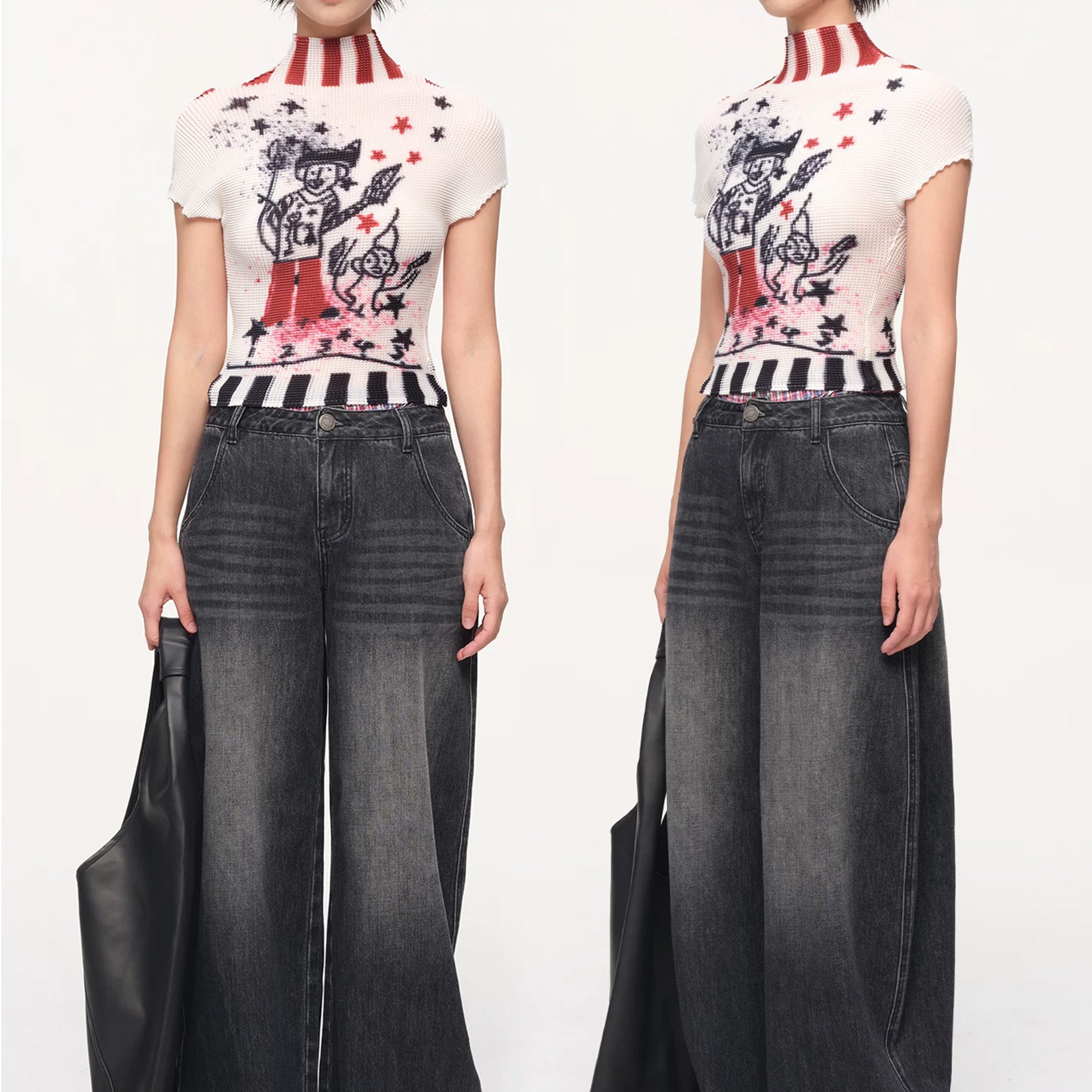 Circus crinkle stretch crop tee - off-white