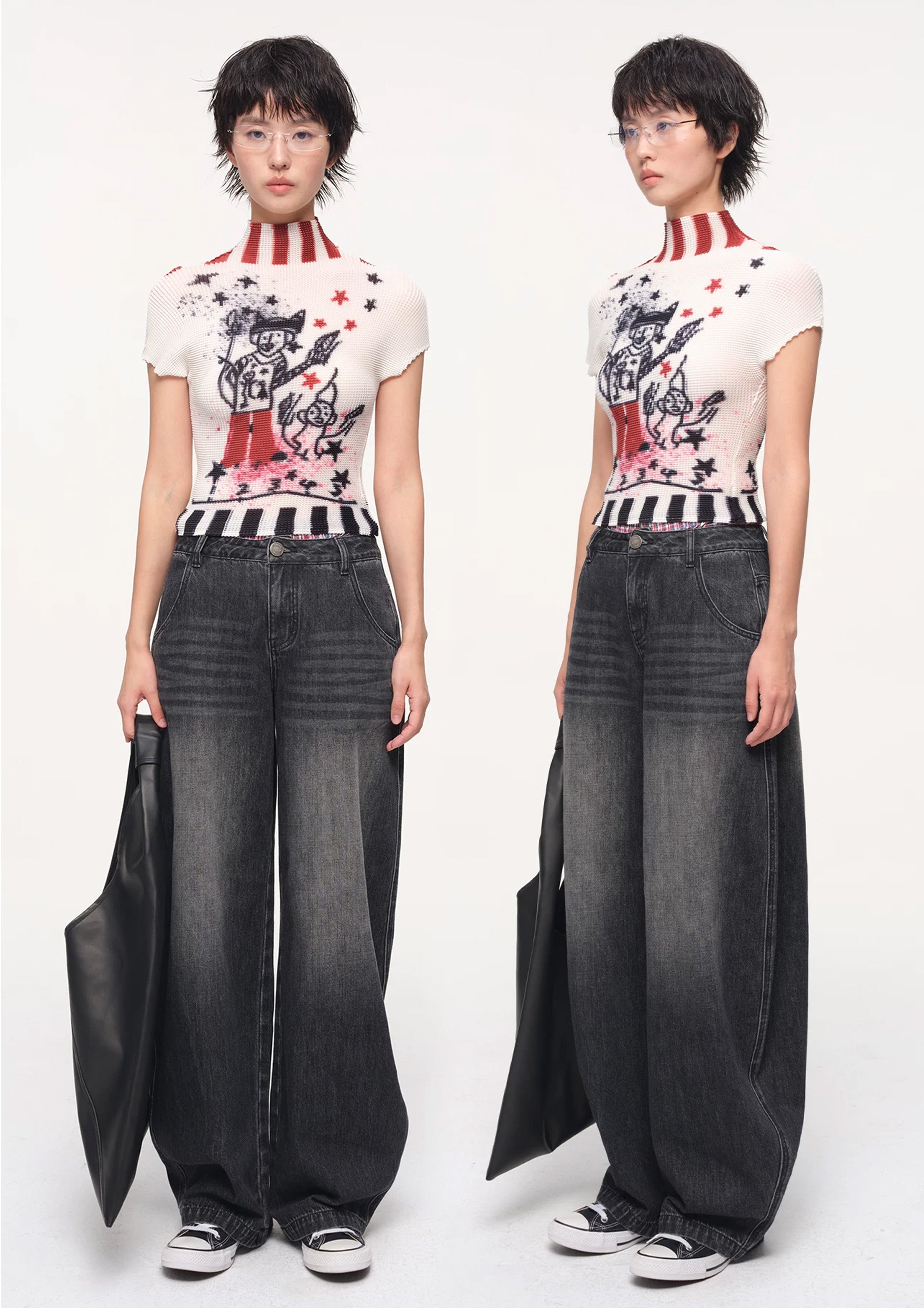 Circus crinkle stretch crop tee - off-white