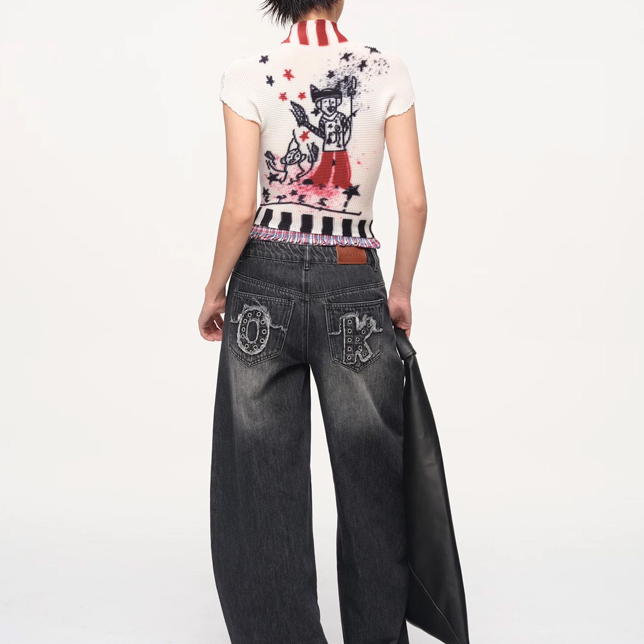 Circus crinkle stretch crop tee - off-white