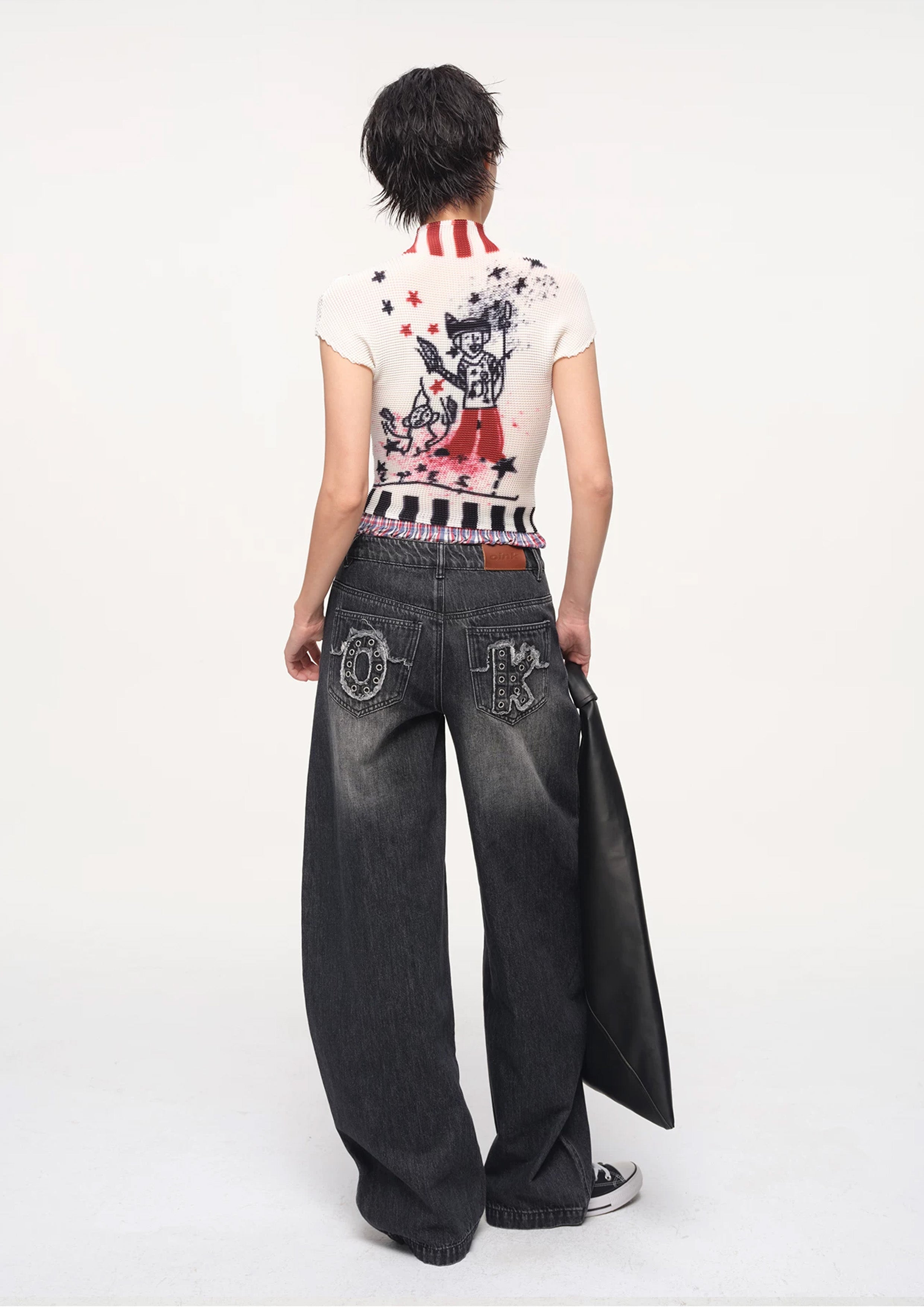 Circus crinkle stretch crop tee - off-white