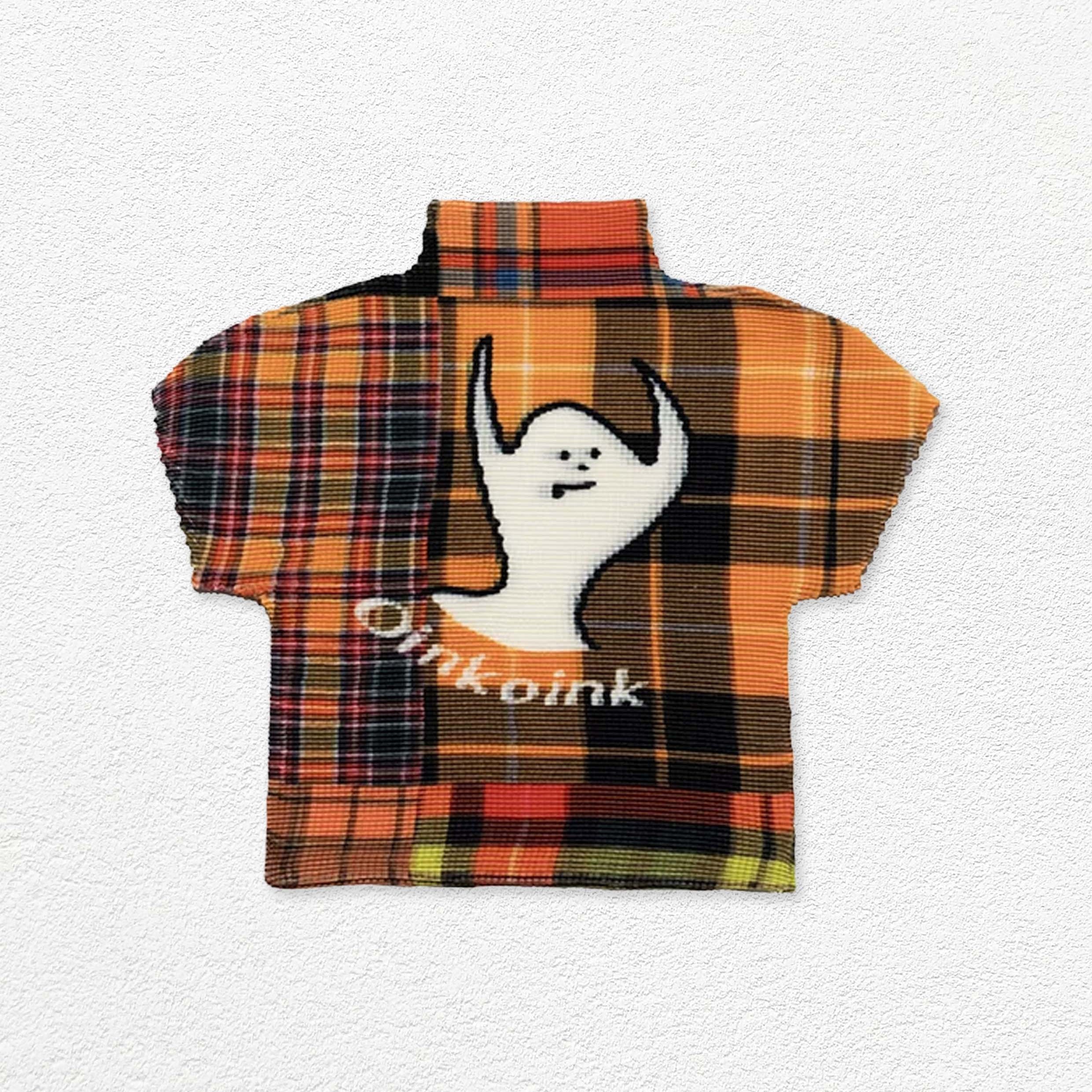 Ghost crinkle stretch crop tee - orange plaid