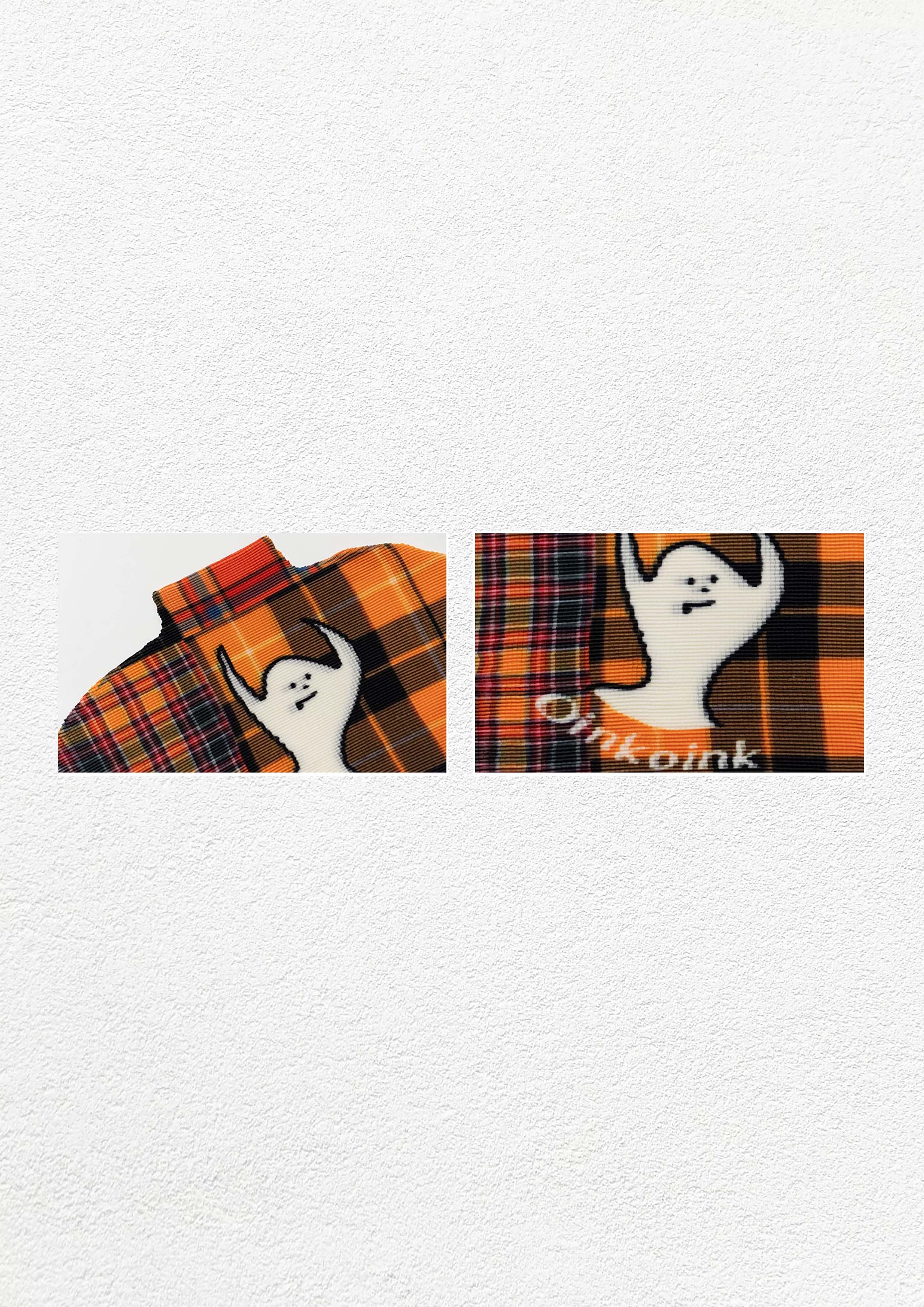 Ghost crinkle stretch crop tee - orange plaid