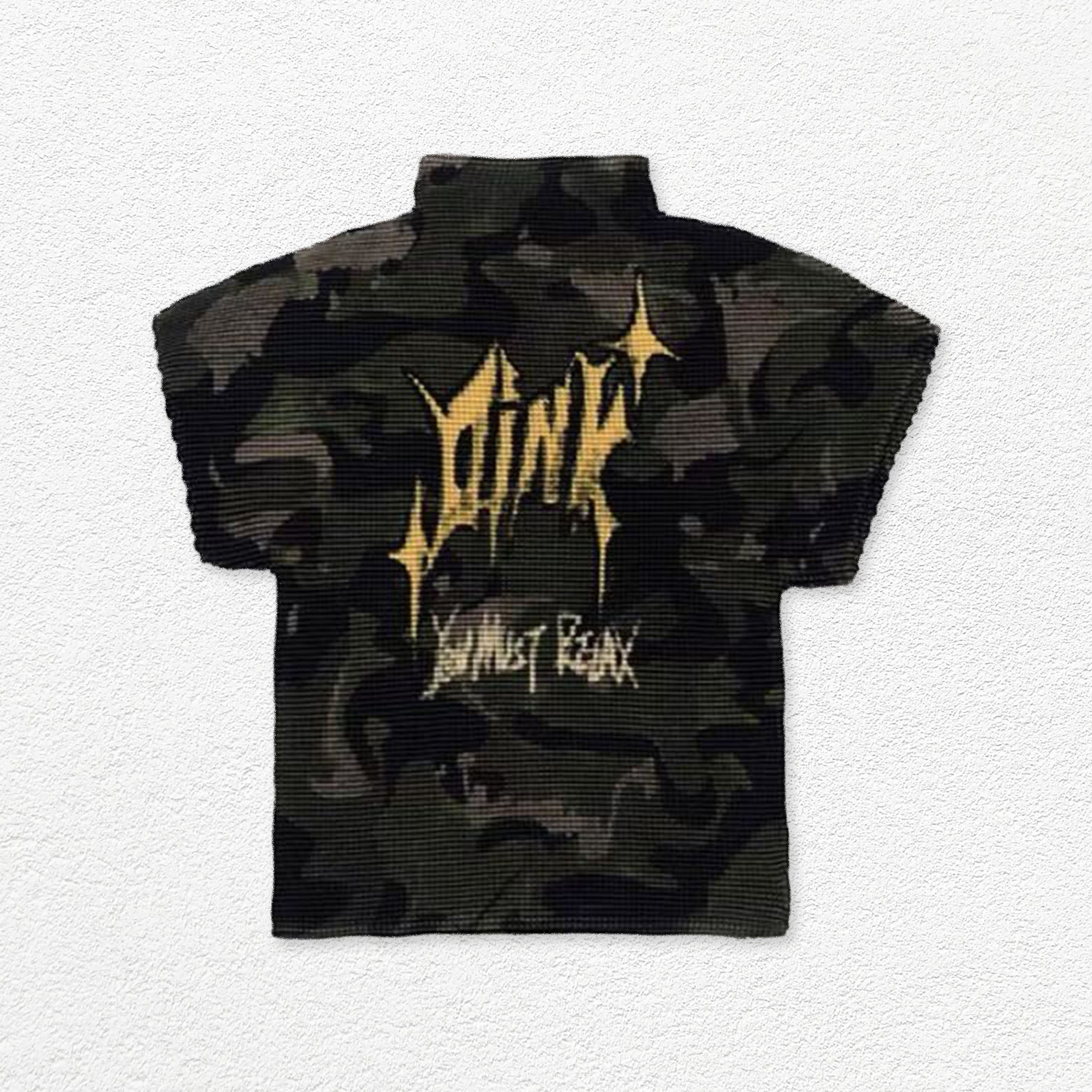 Camouflage crinkle stretch crop tee - army green