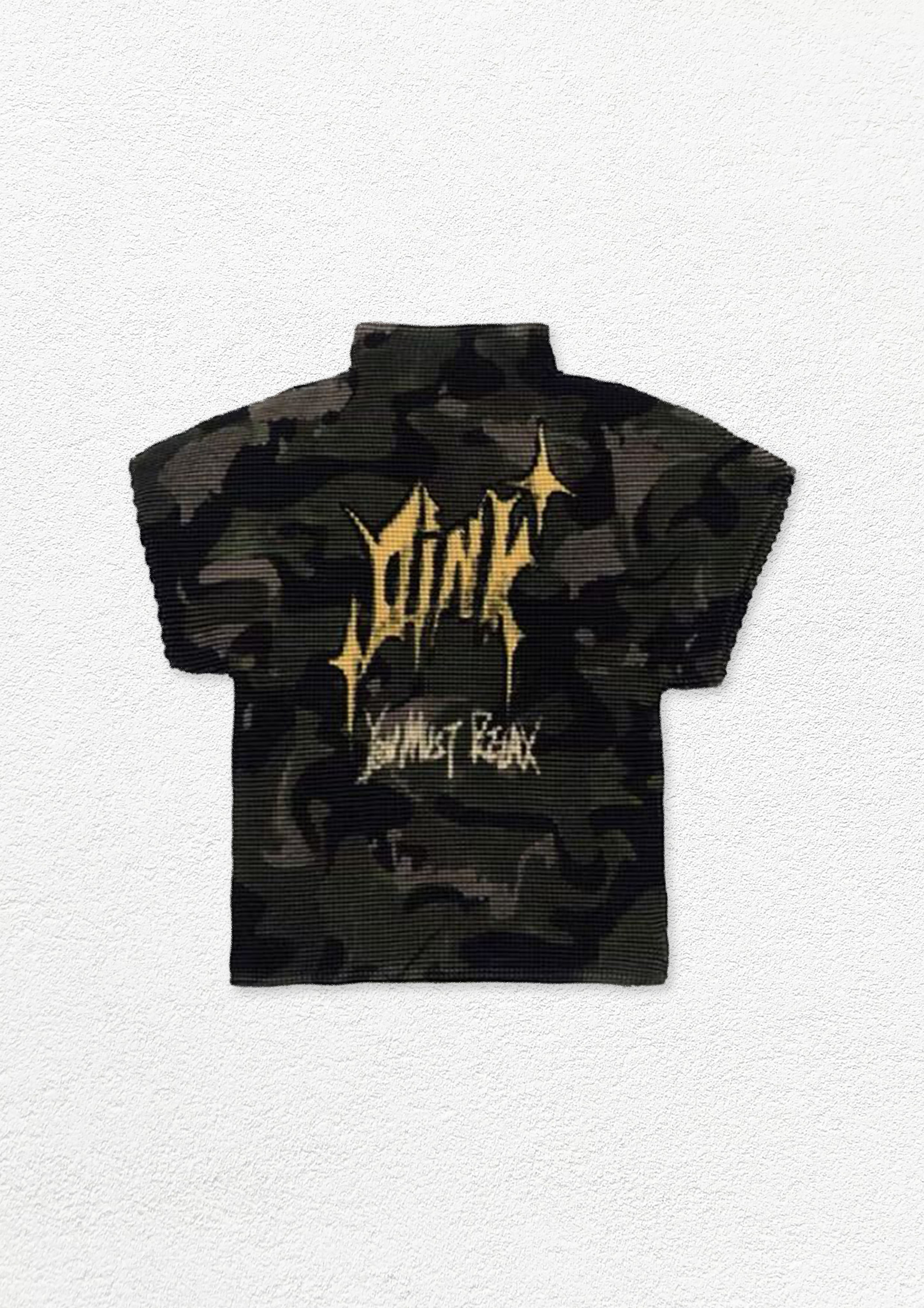 Camouflage crinkle stretch crop tee - army green
