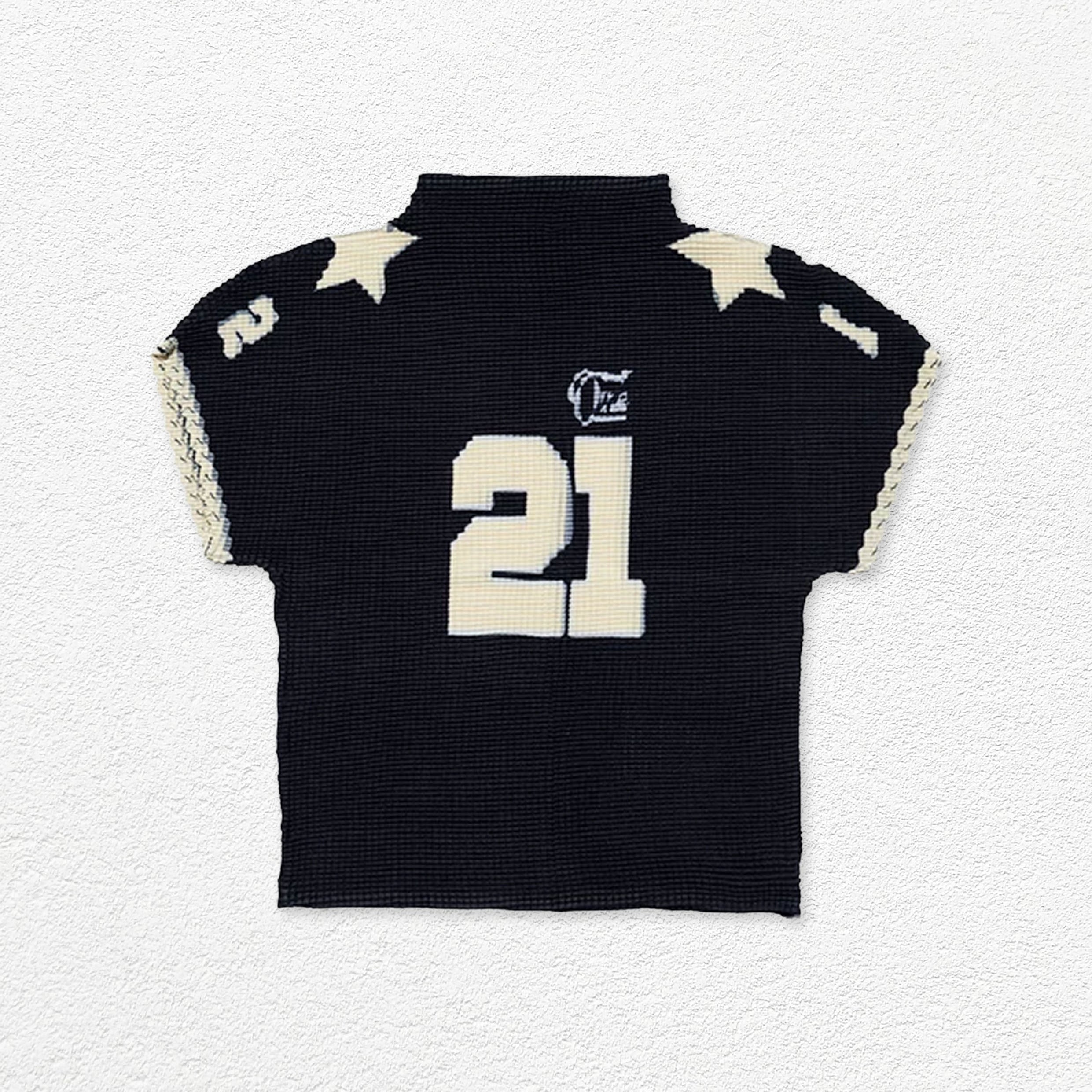Stars crinkle stretch crop tee - black
