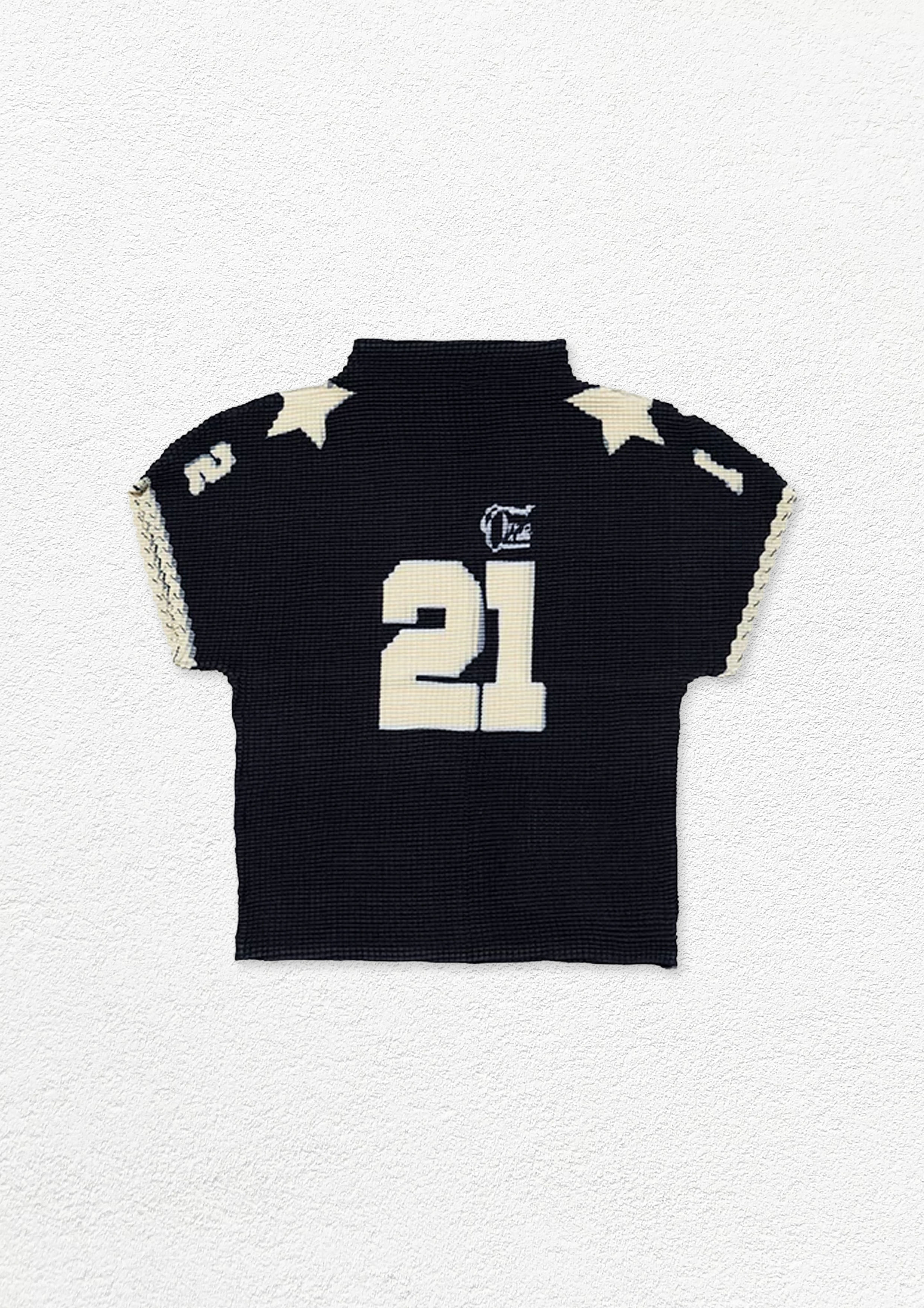 Stars crinkle stretch crop tee - black