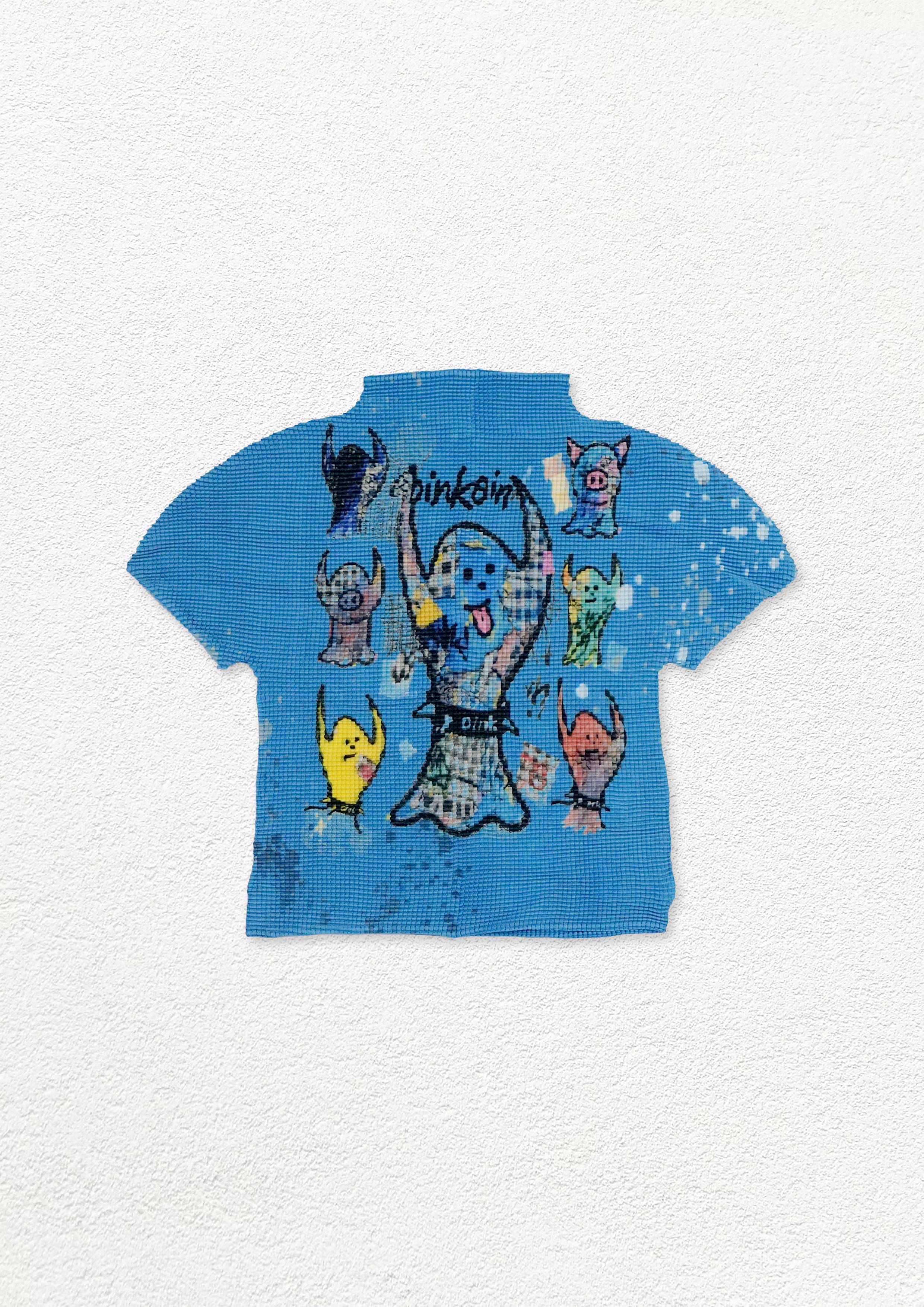 Ghost crinkle stretch crop tee - blue