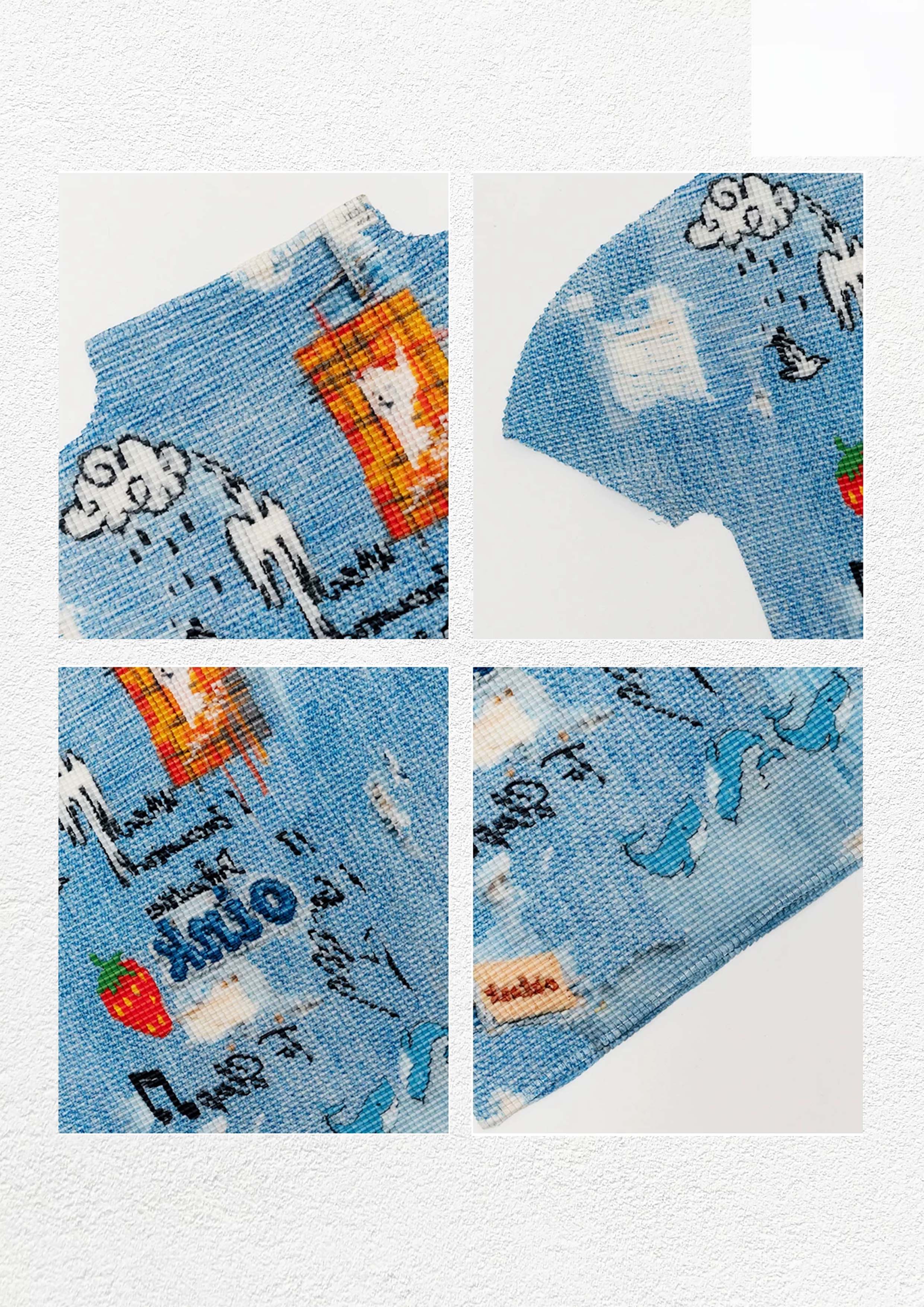 Illustration crinkle stretch crop tee - sky blue