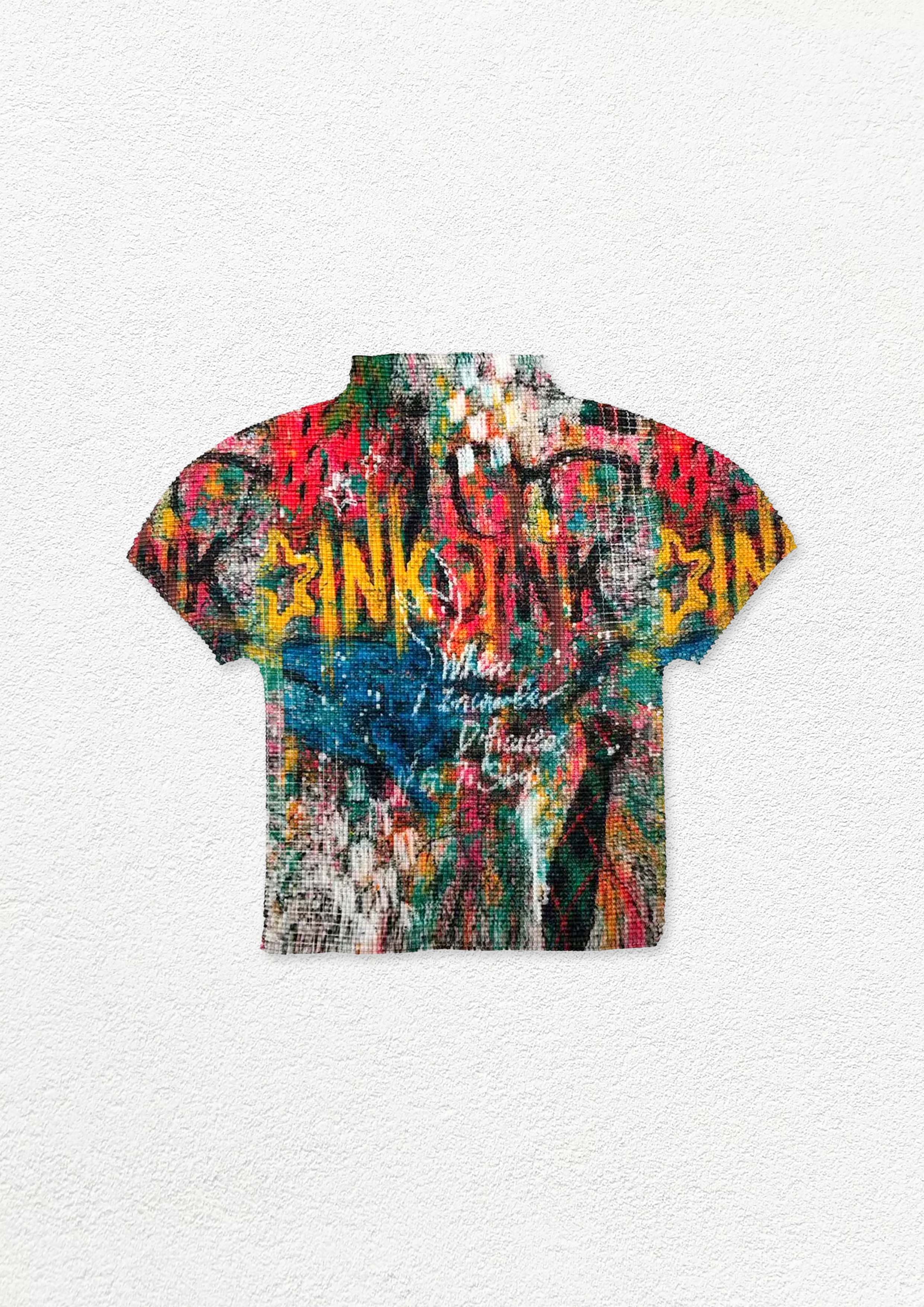 Graffiti crinkle stretch crop tee - multicolour