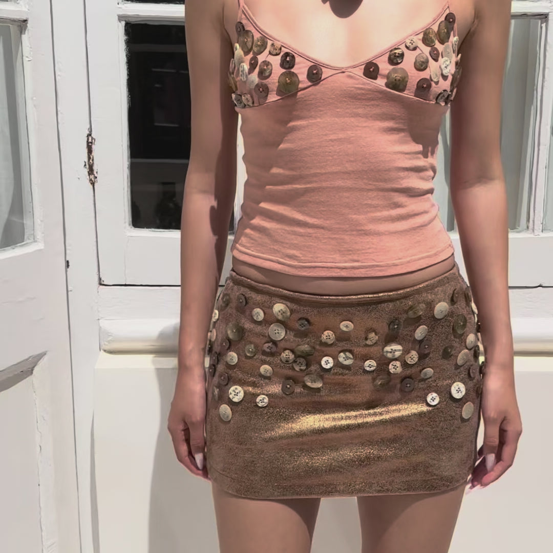 Shell buttons sling crop top - coral