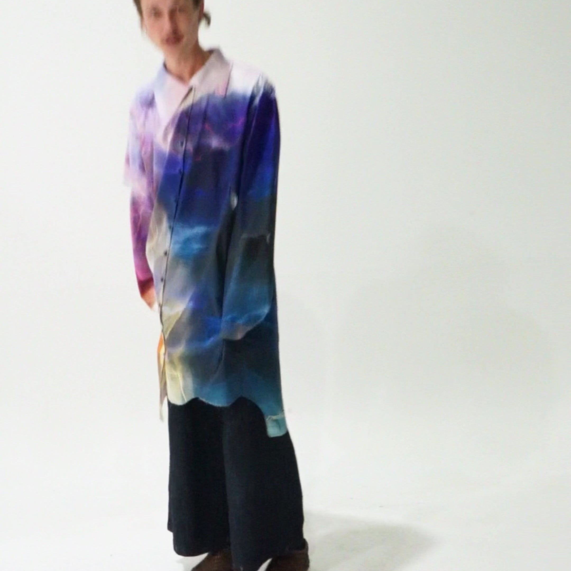 'Thunderstorm' asymmetric shirt - navy
