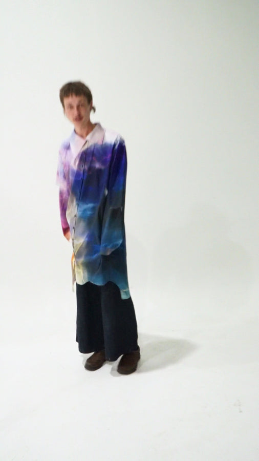 'Thunderstorm' asymmetric shirt - navy