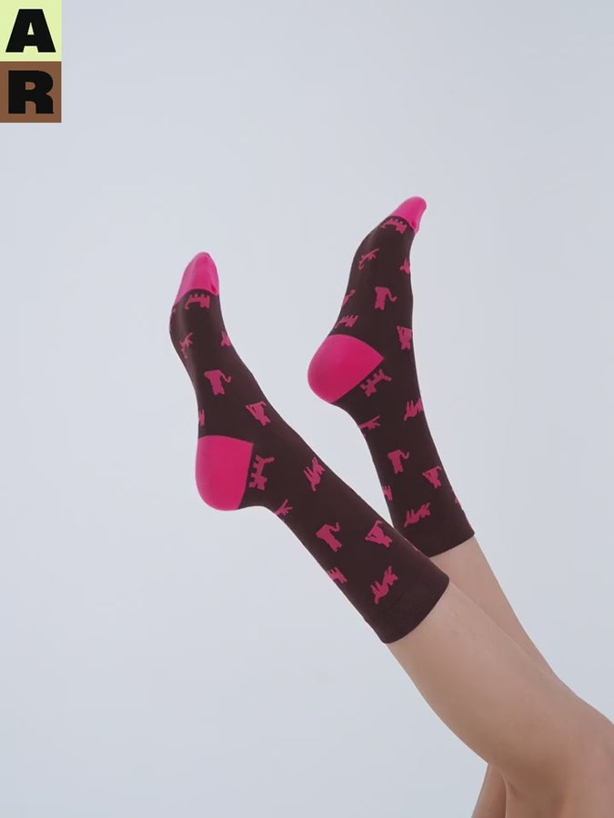 Pixel cats mid-calf socks