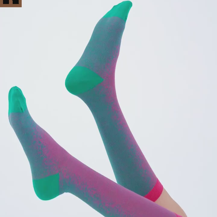 Light Particles over-the-calf sock - pink & green