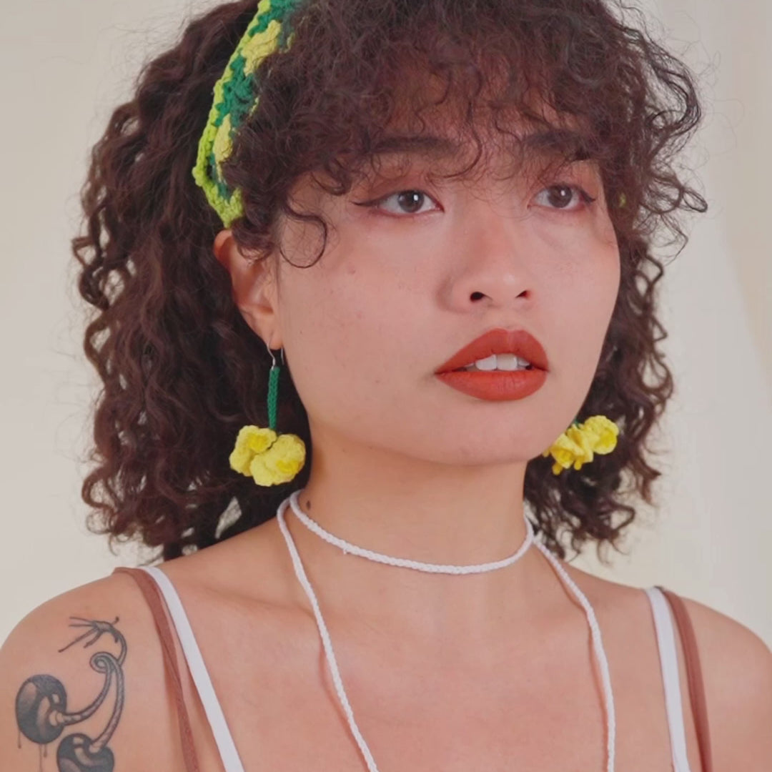 Canola flower crochet earrings - yellow