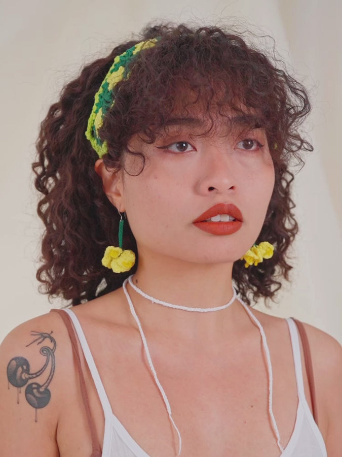 Canola flower crochet earrings - yellow