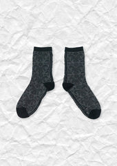 Tendril jacquard mid-calf sock in charcoal