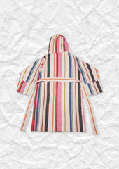 Striped hooded robe in multicolour