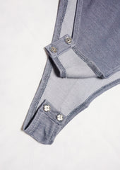 Multi-way crossover halter bodysuit in steel