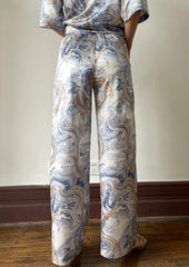 Ceramic print straight pants in pearl