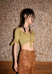 Multi-way knotted crop top in avocado