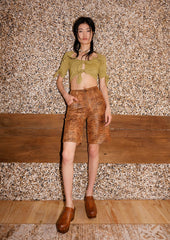 Multi-way knotted crop top in avocado