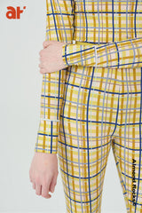 Madras print underwear suit in mustard