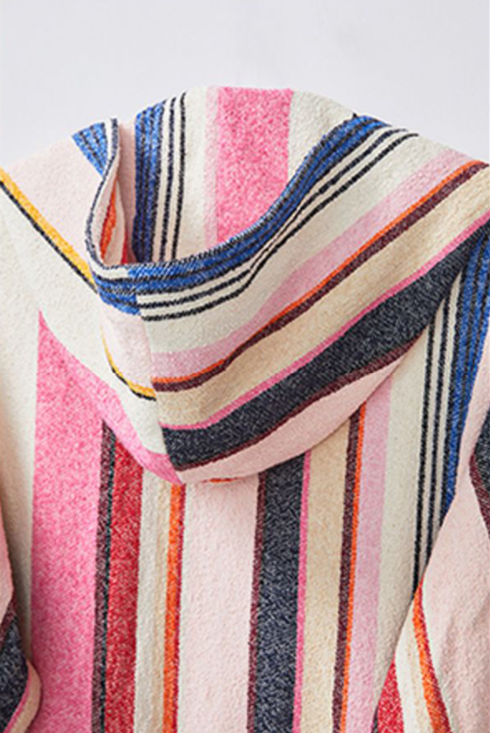 Striped hooded robe in multicolour