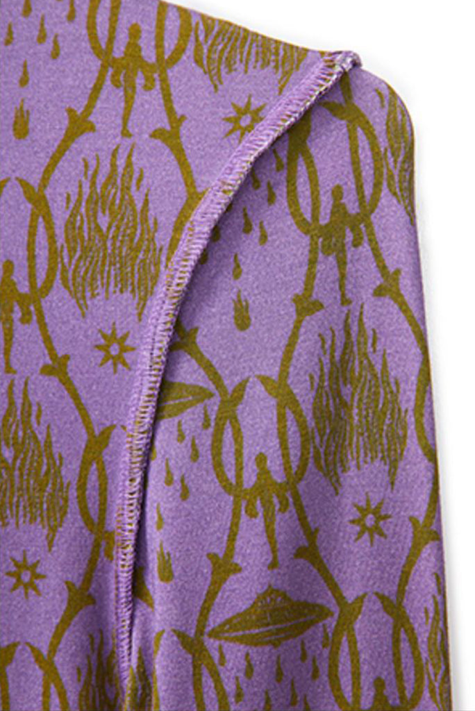 Vine print underwear suit in lilac