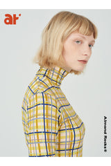 Madras print underwear suit in mustard