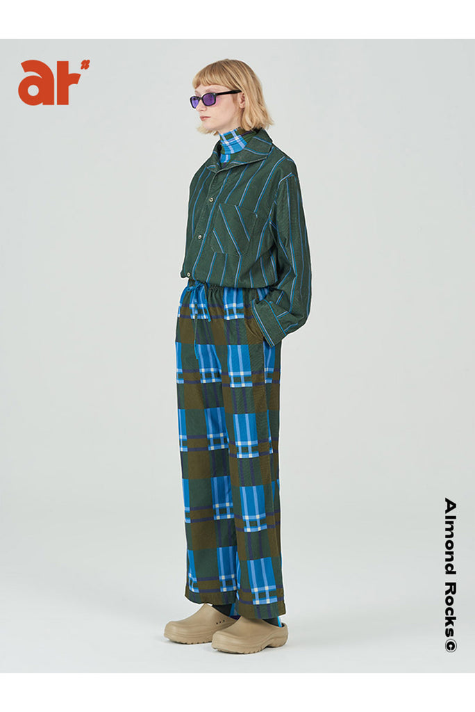 Separate print pyjama suit in kale & azure