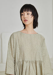 Dot textured loose smock top in pale green
