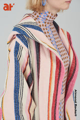 Striped hooded robe in multicolour