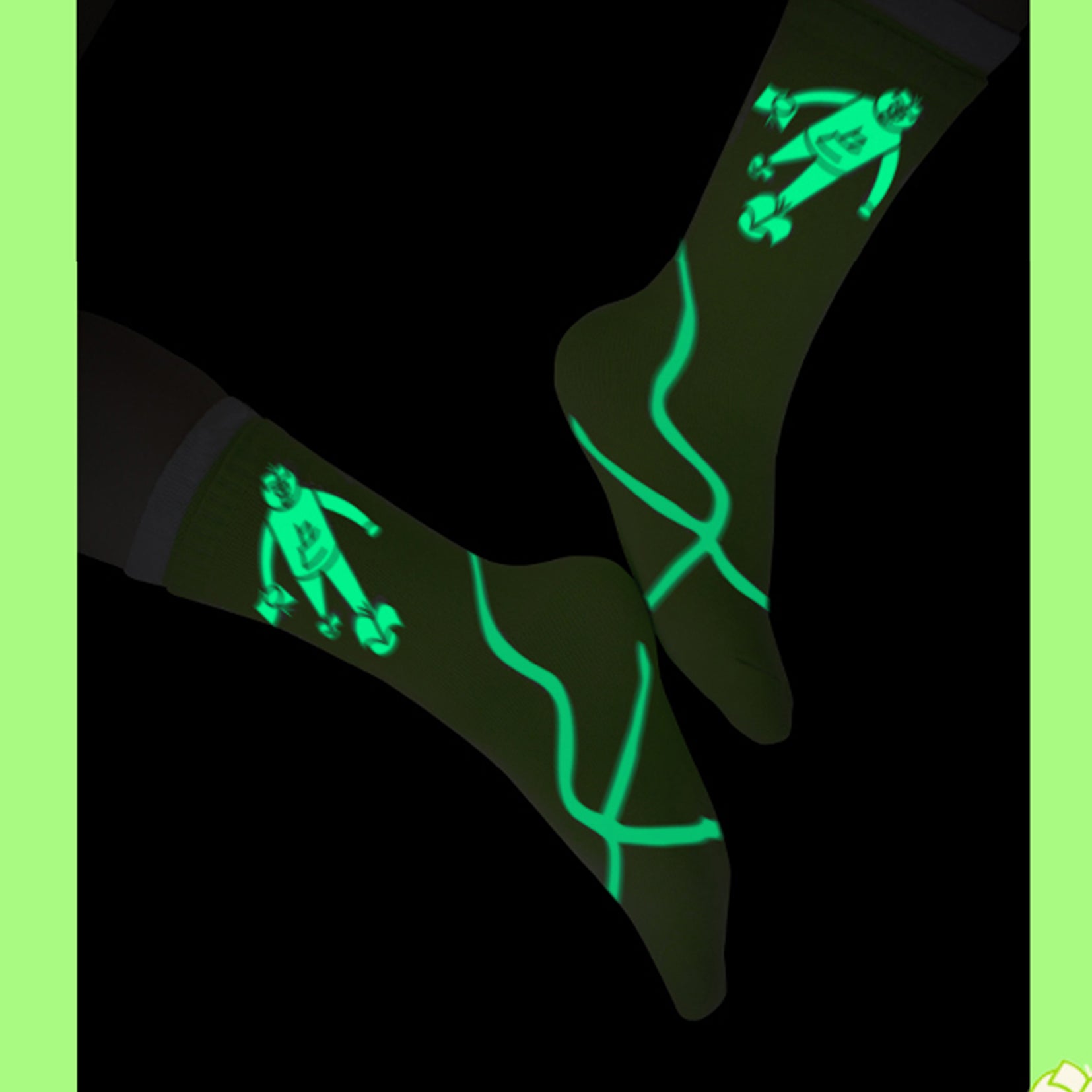 Luminous robot mid-calf sock in neon green