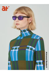 Tartan underwear suit in kale & azure