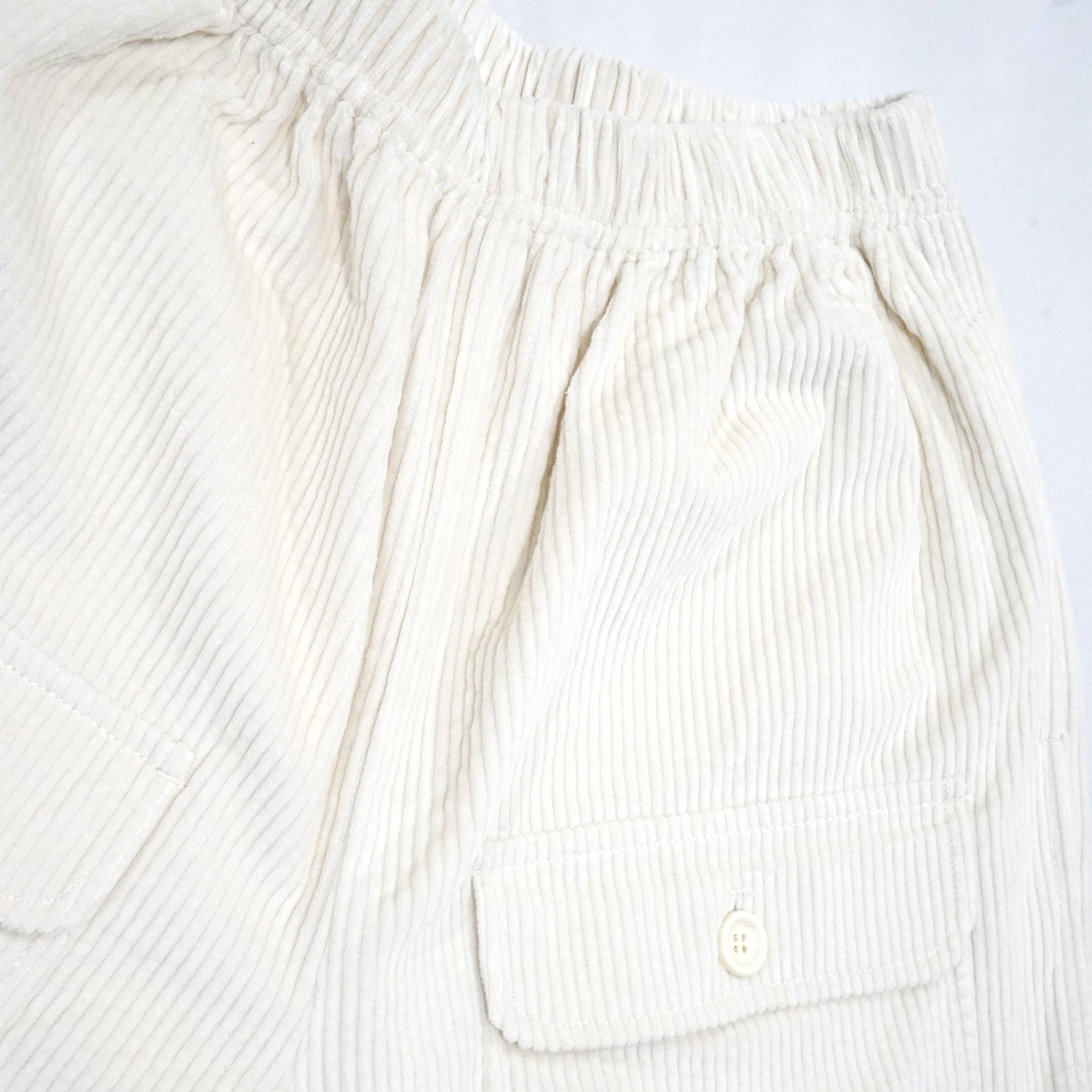 Corduroy baggy pocket high waist straight pants in cream white