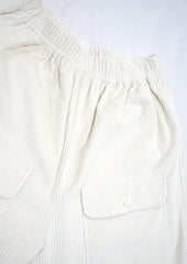 Corduroy baggy pocket high waist straight pants in cream white