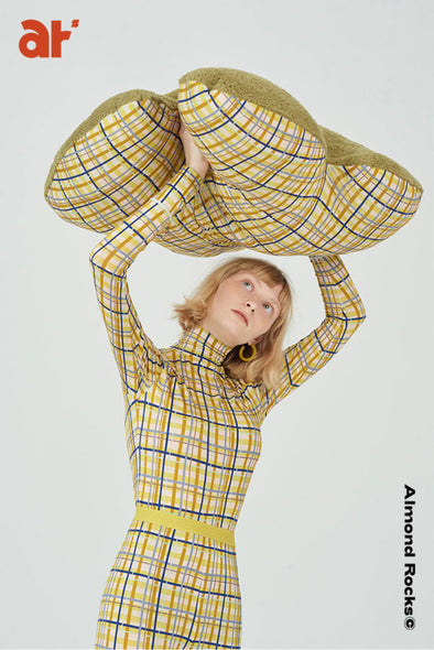 Madras print underwear suit in mustard