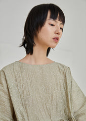 Dot textured loose smock top in pale green
