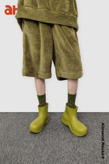 Logo print splice mid-calf sock in lime & olive