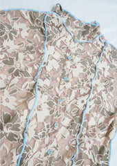 Floral see-through mid sleeve slim-fit long dress