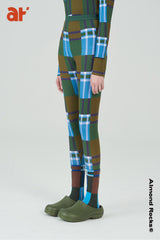 Tartan underwear suit in kale & azure