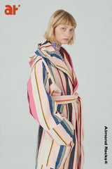 Striped hooded robe in multicolour